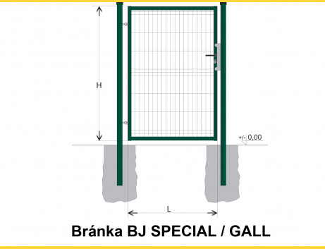 Brána BJ SPECIAL 1200x1000 / GALL / ZN+PVC6005