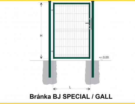 Brána BJ SPECIAL 1300x1000 / GALL / ZN+PVC6005
