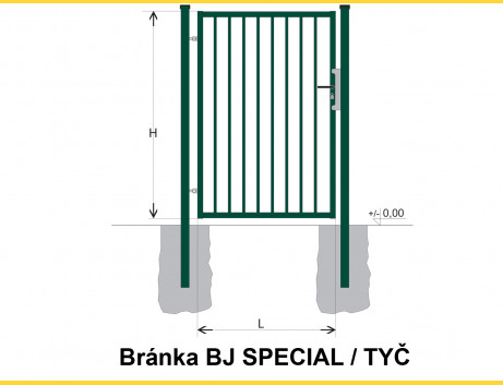 Gate BJ SPECIAL 1300x1000 / TYČ / ZN+PVC6005