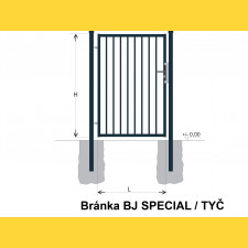 Gate BJ SPECIAL 1200x1000 / TYČ / ZN+PVC7016