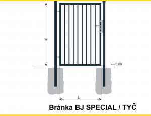 Brána BJ SPECIAL 1200x1000 / TYČ / ZN+PVC7016