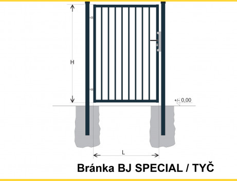 Gate BJ SPECIAL 1200x1000 / TYČ / ZN+PVC7016