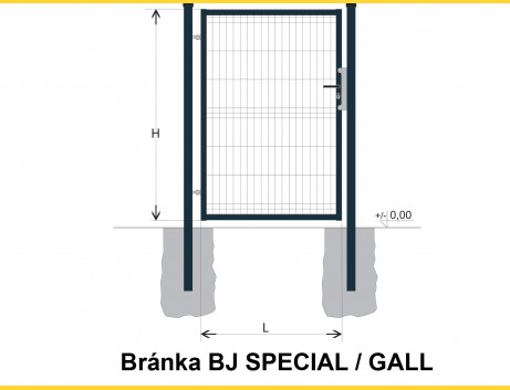 Brána BJ SPECIAL 1200x1000 / GALL / ZN+PVC7016