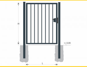 Gate BJ SOLID 1250x1000 / TYČ / ZN+PVC7016