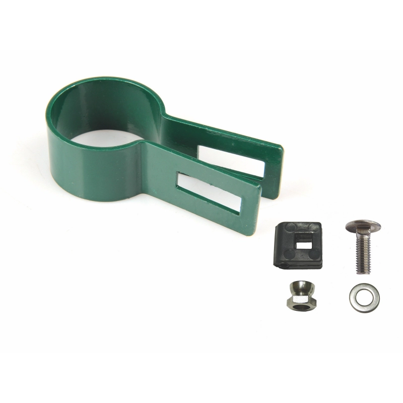 Táblarögzítő bilincs 38mm oszlopra / 5mm / vég / ZN+PVC6005