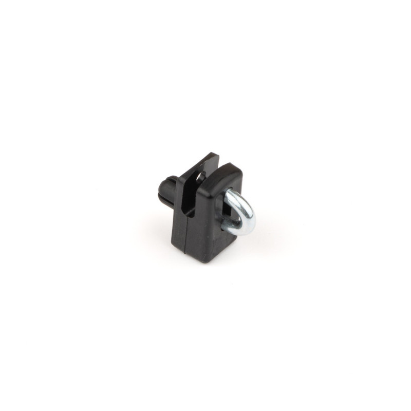 Connecting clip from plastic for tension wire with nail / black / packing 10 pcs