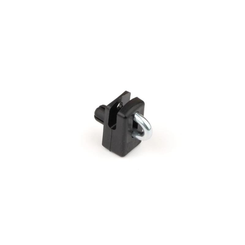 Connecting clip from plastic for tension wire with nail / black / packing 10 pcs