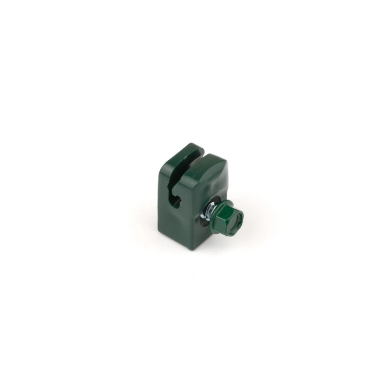 Connecting clip from plastic for tension wire with screw / dark green / packing 10 pcs