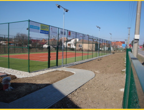 Chain link fence 45/3,00-1,90/300/18m / PVC BND / ZN+PVC6005 / TENIS