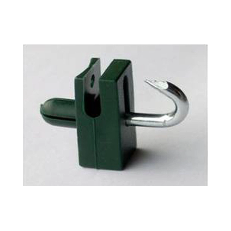Connecting clip from plastic for tension wire with nail / green / packing 10 pcs