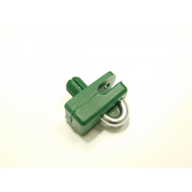 Connecting clip from plastic for tension wire with nail / green / packing 10 pcs