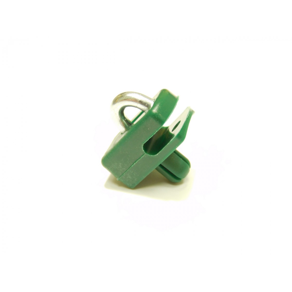 Connecting clip from plastic for tension wire with nail / green / packing 10 pcs