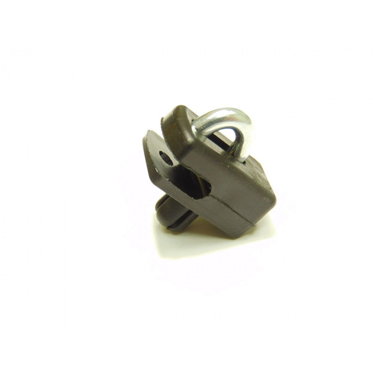 Connecting clip from plastic for tension wire with nail / black / packing 10 pcs